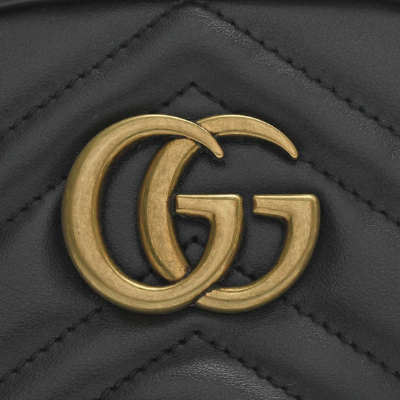 Gucci GG Marmont Mini Shoulder Bag Black Gold Hardware Leather - Picture 10 of 10